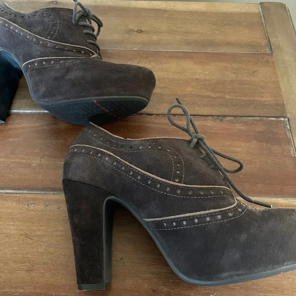 Miz Mooz Women’s ‘Lance' Lace Up Oxford Ankle Platform Booties - Brown Suede - 7 - Picture 6 of 12